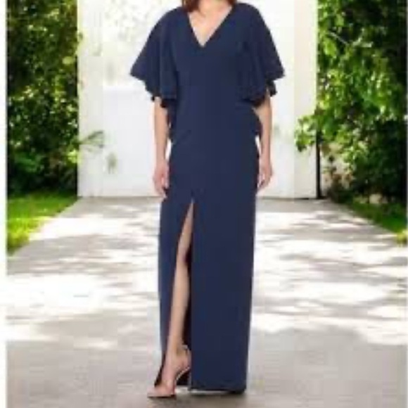 NWT Halston Heritage Elegant Navy Blue Evening Gown size 0 - Picture 1 of 13